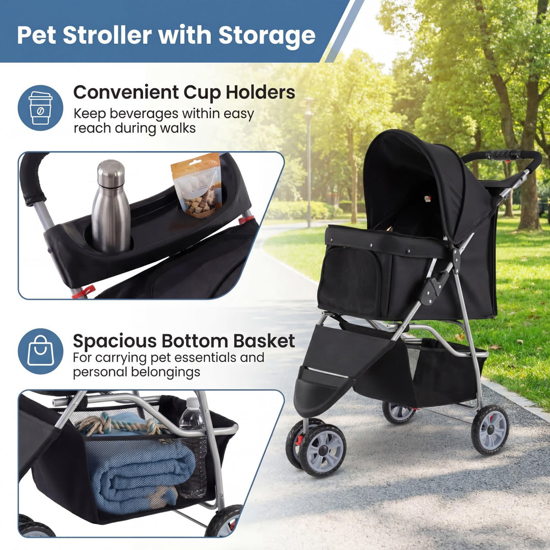 Giantex 3 Wheel Foldable Dog Stroller for Small Dogs Cats