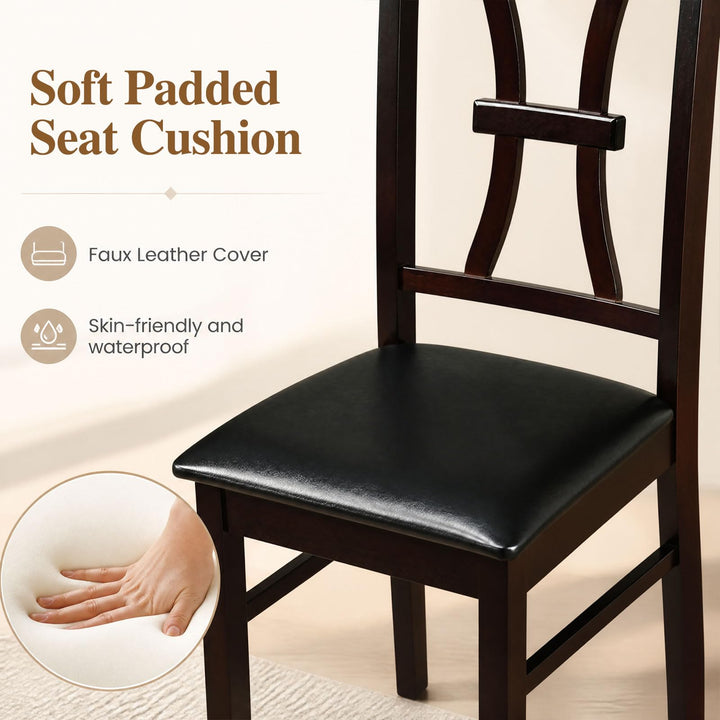 GIANTEX Wooden Dining Chairs Set of 2/4 | Faux Leather Kitchen Chairs w/ Elegant High Back
