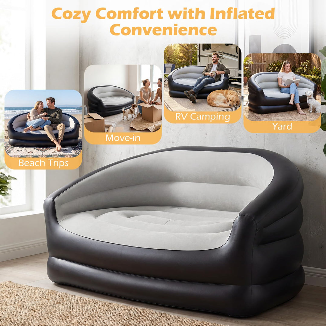 Giantex Inflatable Loveseat Couch Portable &amp; Foldable 2-Seater Air Sofa(1/2)