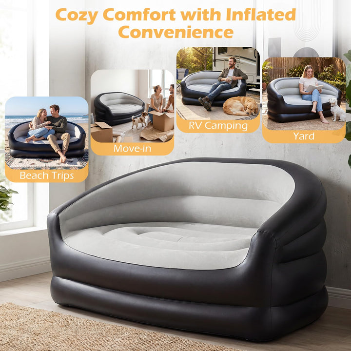 Giantex Inflatable Loveseat Couch Portable &amp; Foldable 2-Seater Air Sofa(1/2)