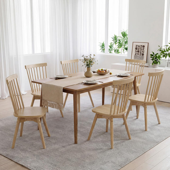 Giantex Windsor Mid Century Rubber Wood Kitchen Chairs with Swivel Seat &amp; Spindle Back (2/4)