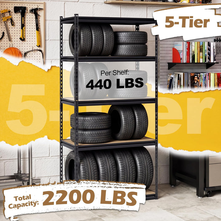 Giantex 5-Tier Metal Storage Shelves Heavy Duty Garage Shelving Units(1/2/3/4,36" W x 18" D x 72" H)