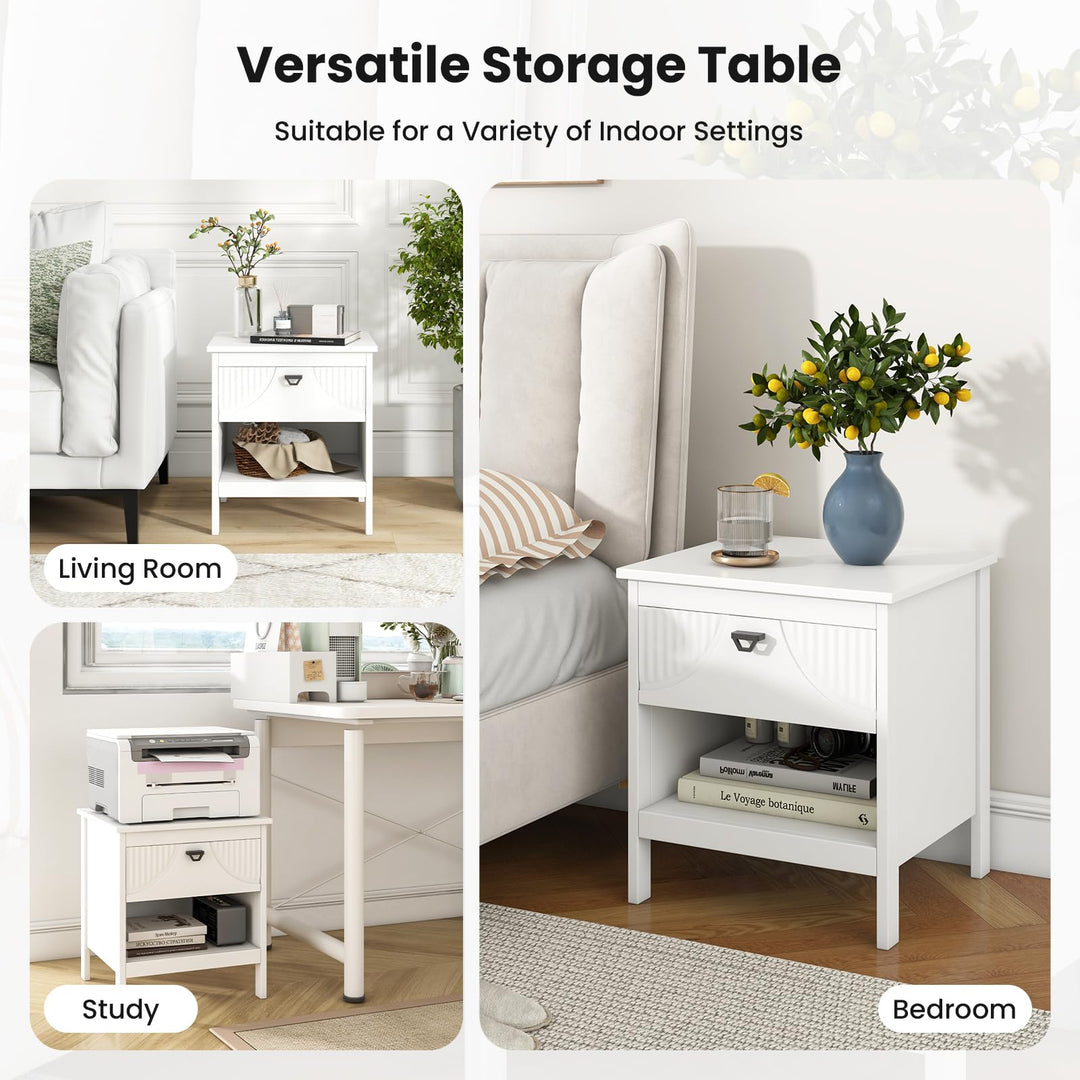 Giantex Modern Nightstand with Drawer for Bedroom Small Place