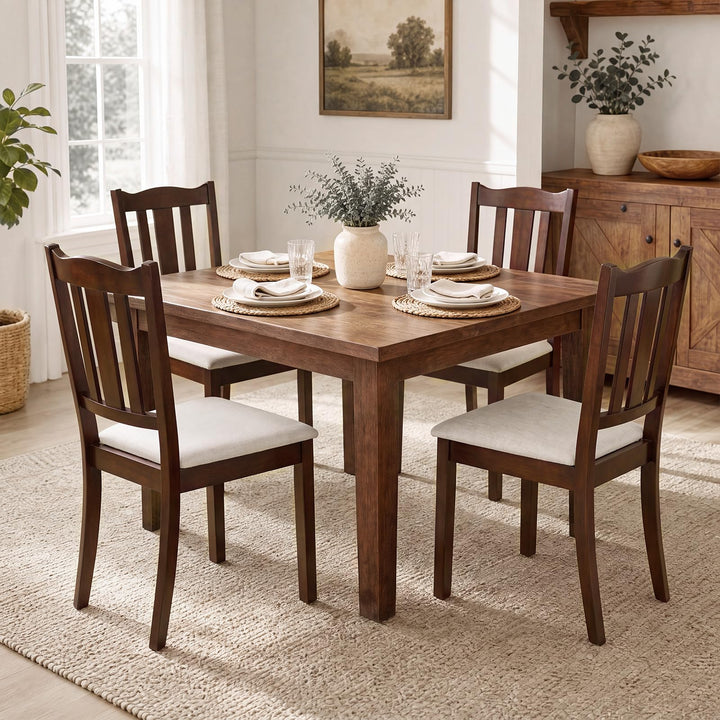 GIANTEX Wooden Dining Chairs Set of 2/4 with Hollow Back &amp; Soft-padded Seat