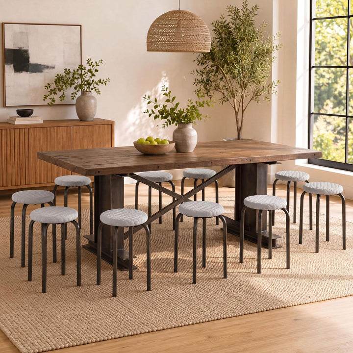 Giantex 18" Stackable Stools Set of 6 | Round Nesting Stools with Removable Washable Covers