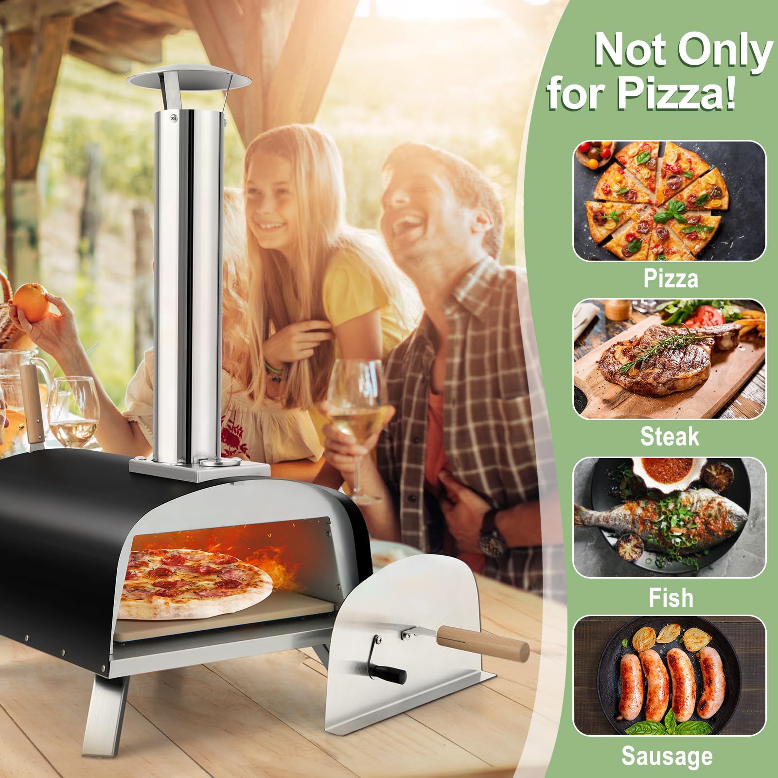 Giantex Pizza Oven Outdoor, Propane and Wood Fired Pizza Maker with 13" Pizza Stone, Pizza Peel