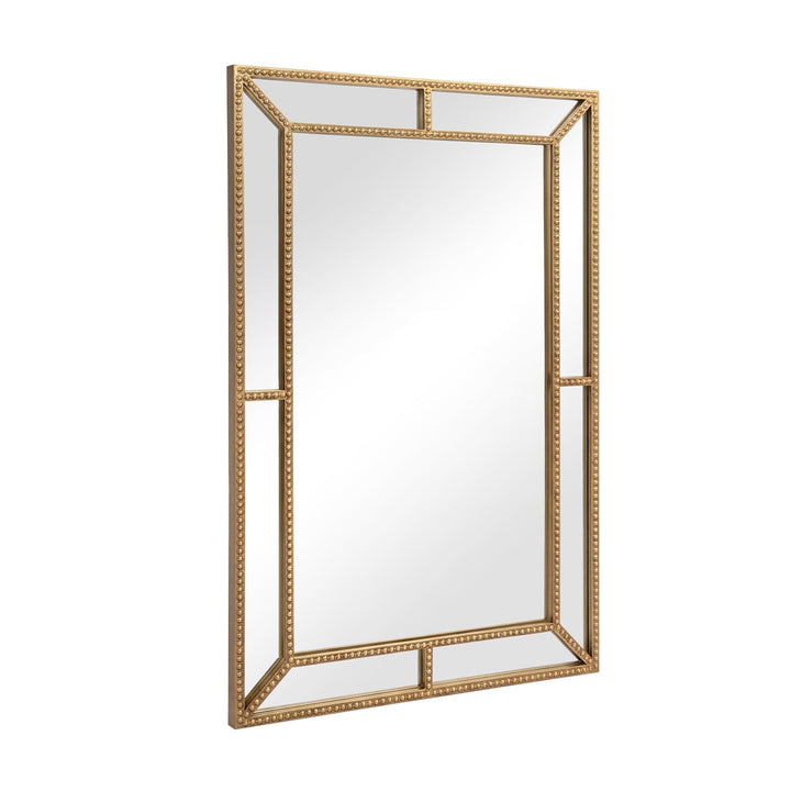 CHARMAID 36"x24" Rectangular Decorative Gold Beaded Wall Mirror