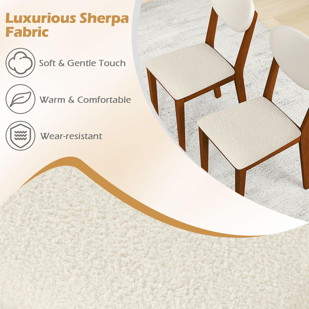 Giantex Sherpa Dining Chairs Set of 4 Modern Kitchen Chair w/Rubber Wood Legs
