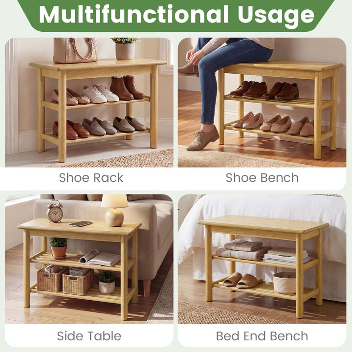 Giantex 3-Tier Entryway Shoe Rack Bench with Slat Shelves (12 x 24 x 17 Inches)