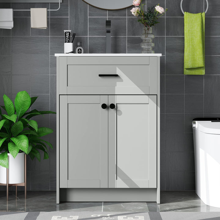 Giantex 24” Undermount Bathroom Cabinet with Ceramic Basin