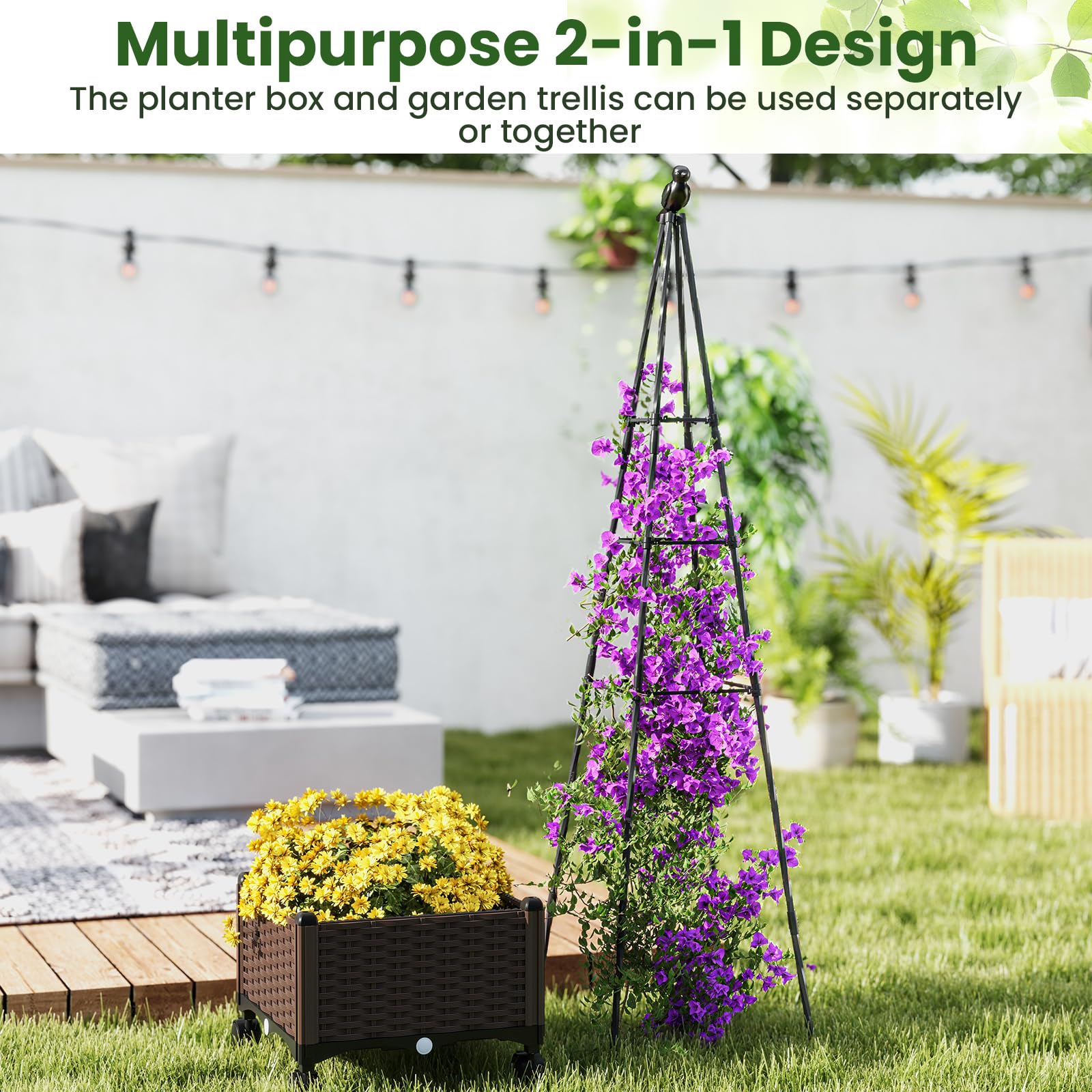 Giantex Raised Garden Bed with Wheels & Tomato Cage
