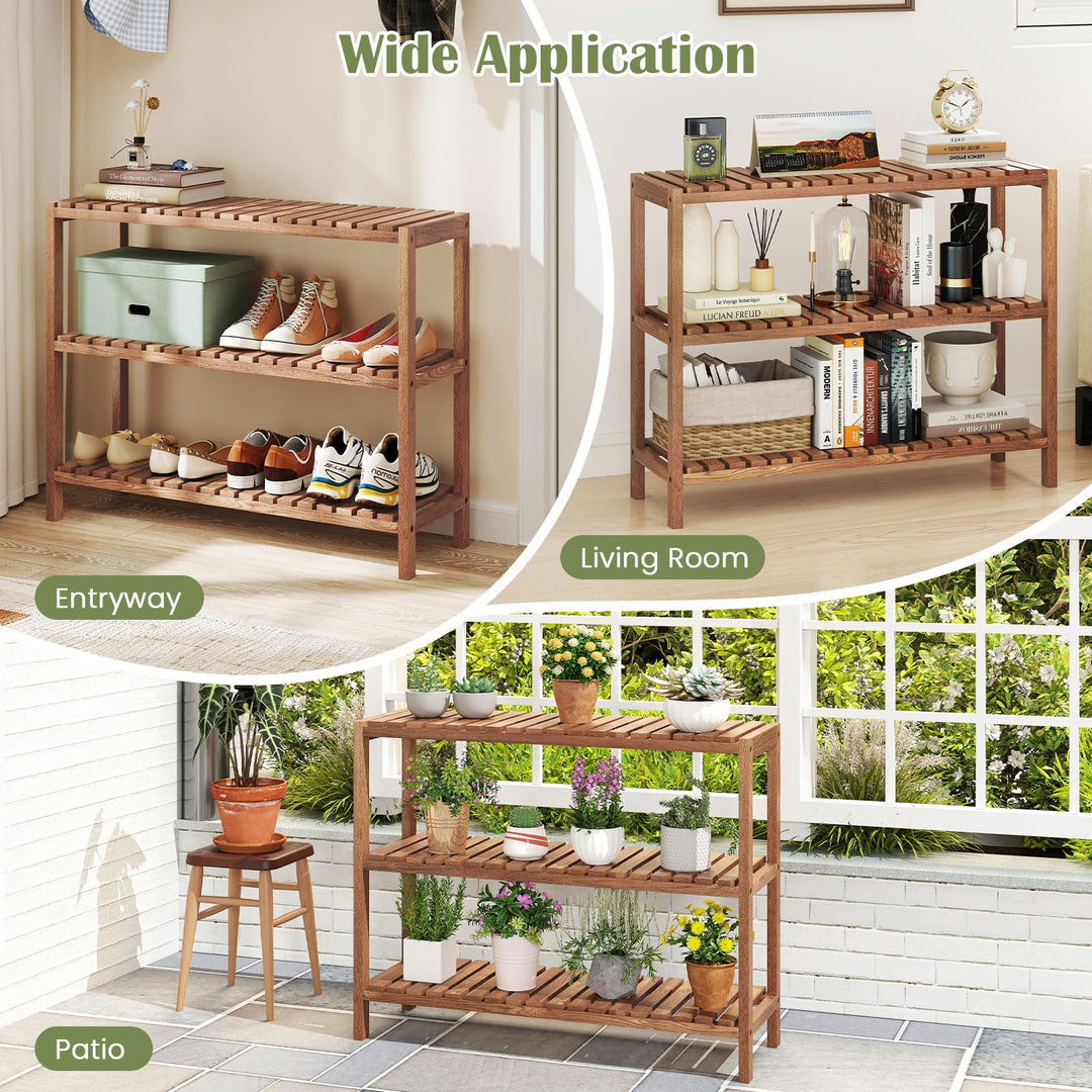 Giantex 3 Tier Wooden Bookshelf for Entryway Living Room Bedroom