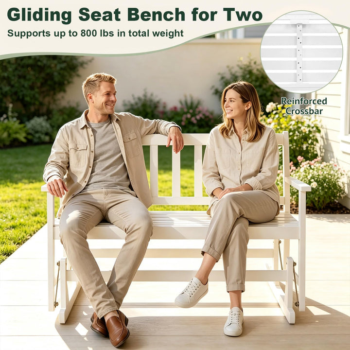 GIANTEX 2-Person Acacia Wood Outdoor Glider Bench with Load 800 LBS