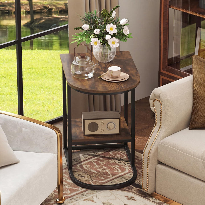 Giantex C Shaped End Table with Industrial Wood Tabletop (1/2)