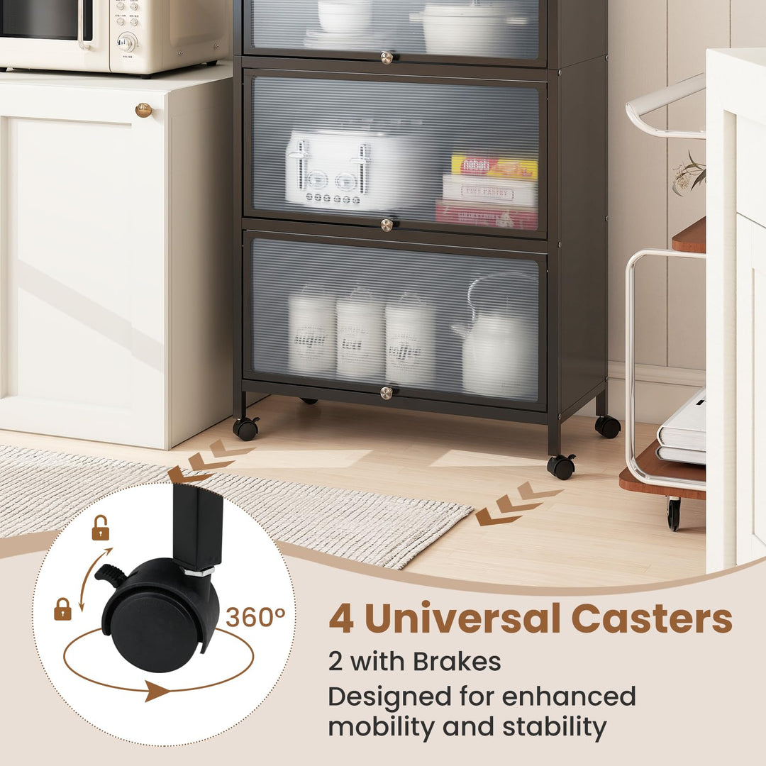 Giantex 5-Tier Freestanding Kitchen Bakers Rack with 4 Rolling Casters for Dining Room