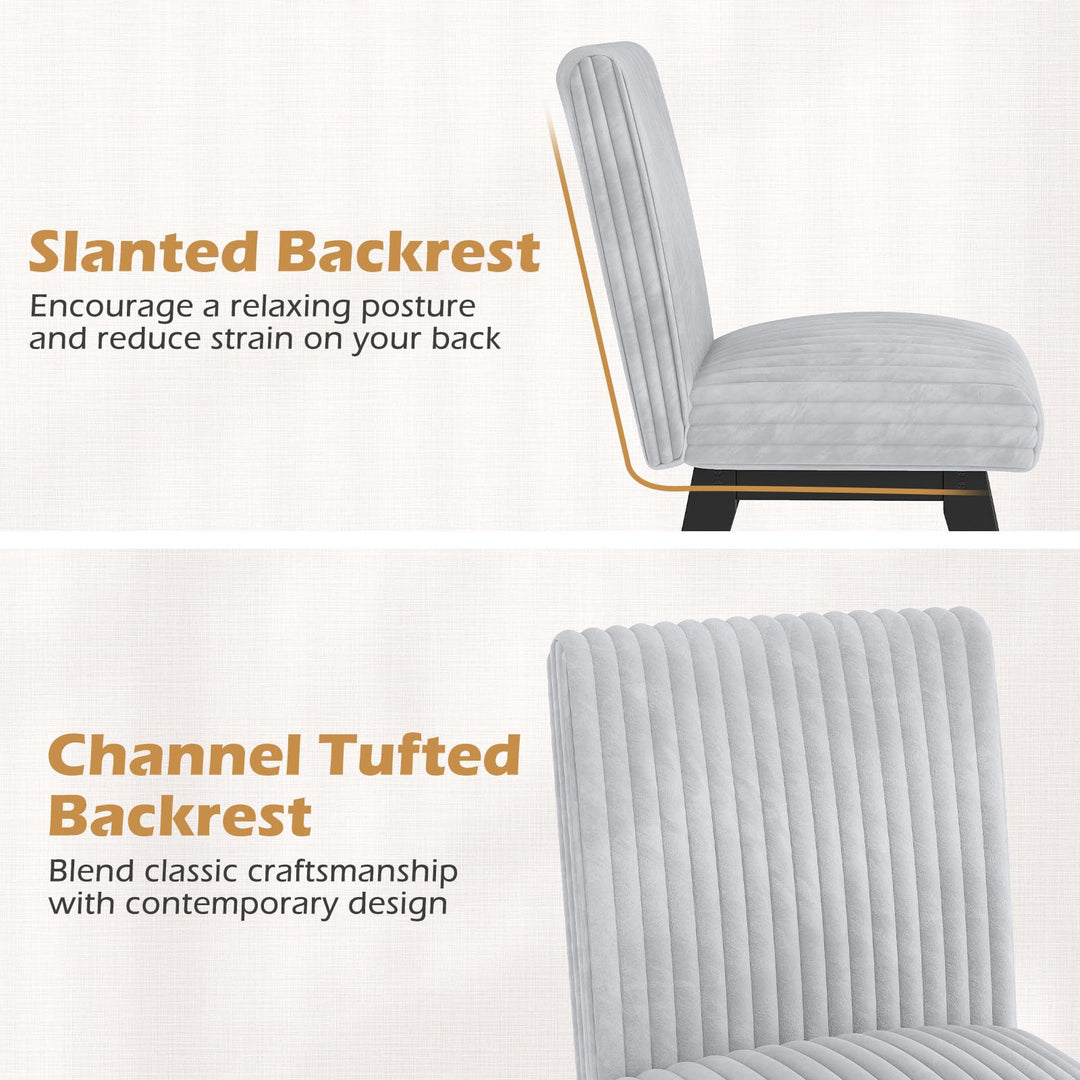 Giantex Fabric Upholstered Channel Tufted Kitchen Chair w/ 6" Thick Padded Seat & Backrest