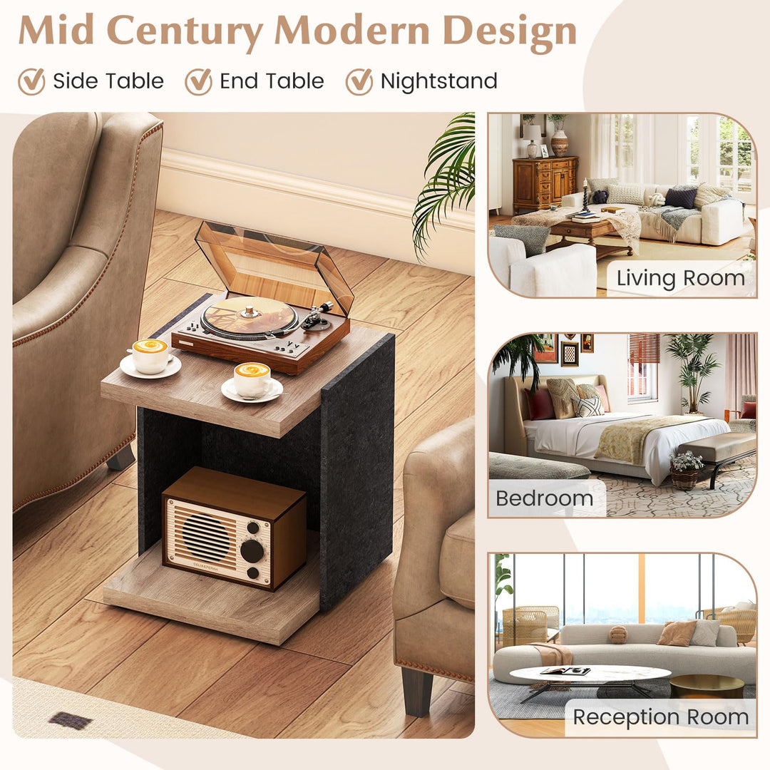 Giantex 2-Tier Sofa Side Table with Open Storage Shelf