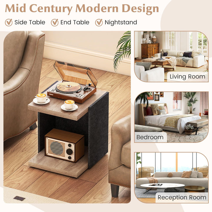 Giantex 2-Tier Sofa Side Table with Open Storage Shelf