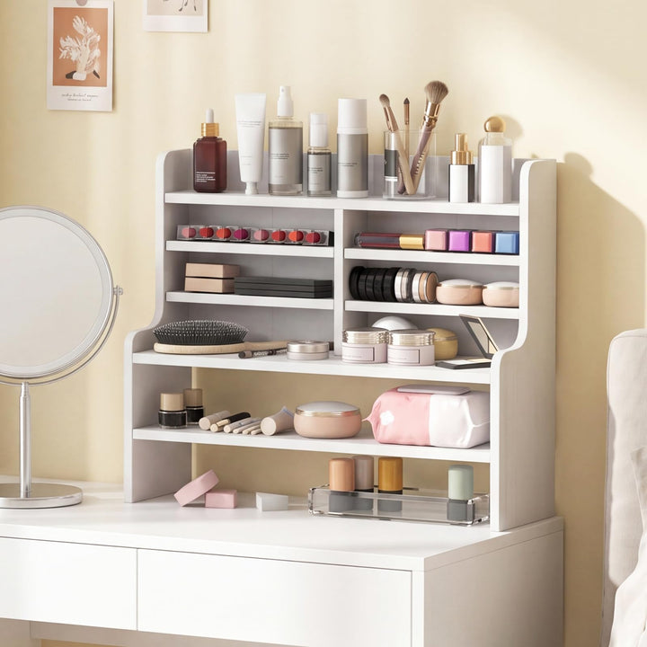 Giantex Desk Organizer | Wooden 6 Tier Storage Rack with 2 Removable Shelves