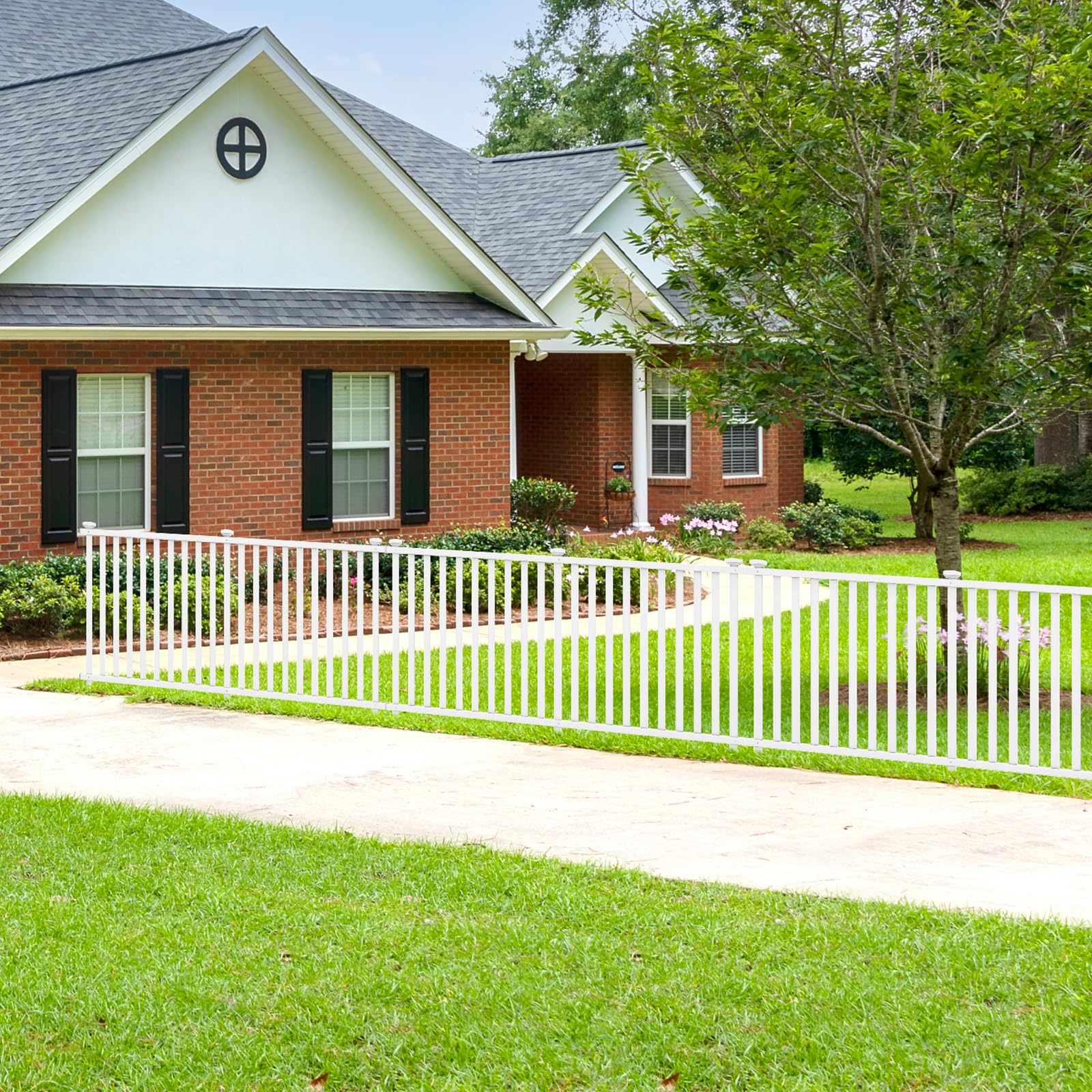 Giantex White Picket Fence - 2 Panels, 80''W x 37.5''H Decorative Outdoor Garden Fence