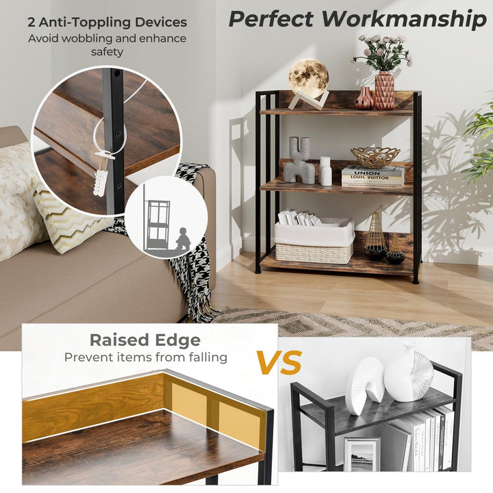 Giantex 3-Tier Bookshelf, Industrial 32" Tall Small Book Shelf with Adjustable Shelves