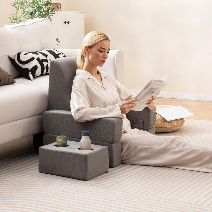 Giantex Reading Pillow for Gaming Extra Large Lap Desk for Laptop with Back Arm Rest & Cup Holder for Adult