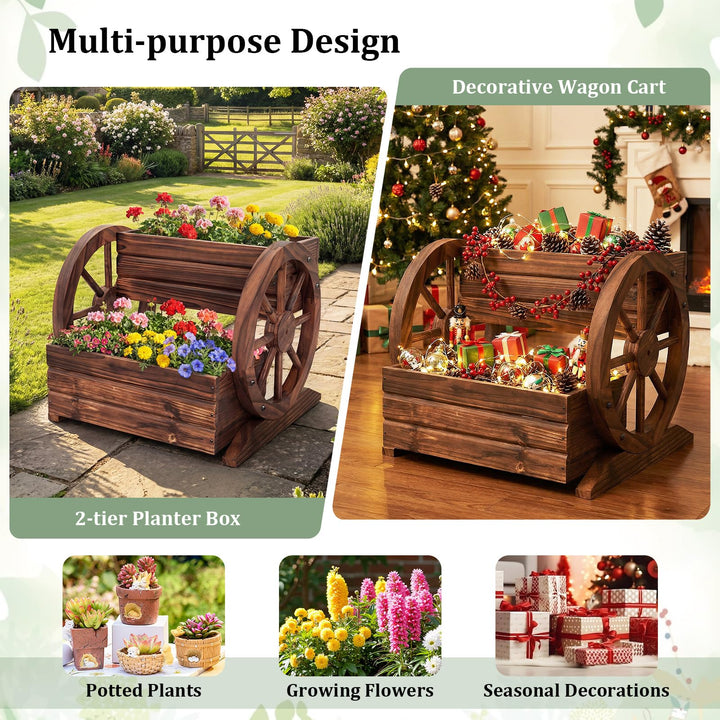 Giantex Garden Planter with Drainage Holes &amp; Wheels for Flowers Herbs Vegetables