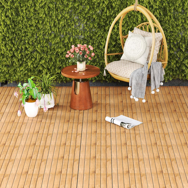 Giantex 30 PCS Acacia Wood Interlocking Patio Deck Tiles