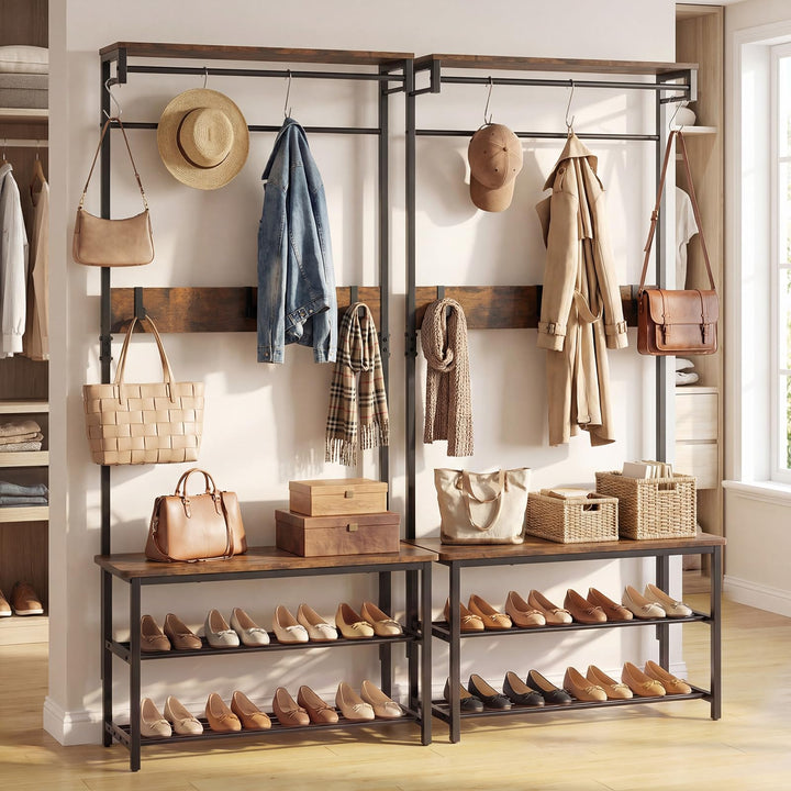Giantex 4 in 1 Hall Tree with Bench and Shoe Storage