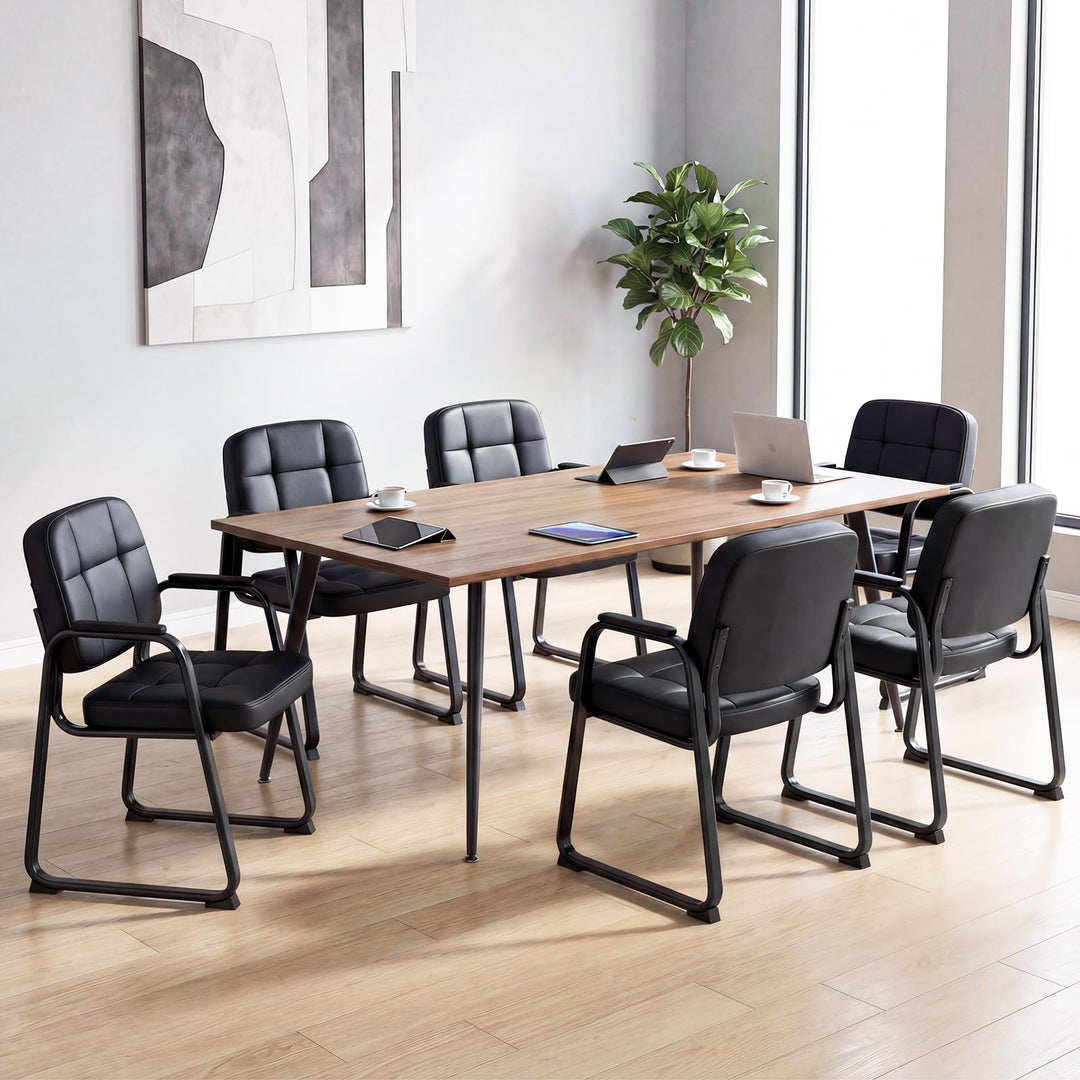 Giantex Waiting Room Leather Office Reception Chairs with Padded Armrests
