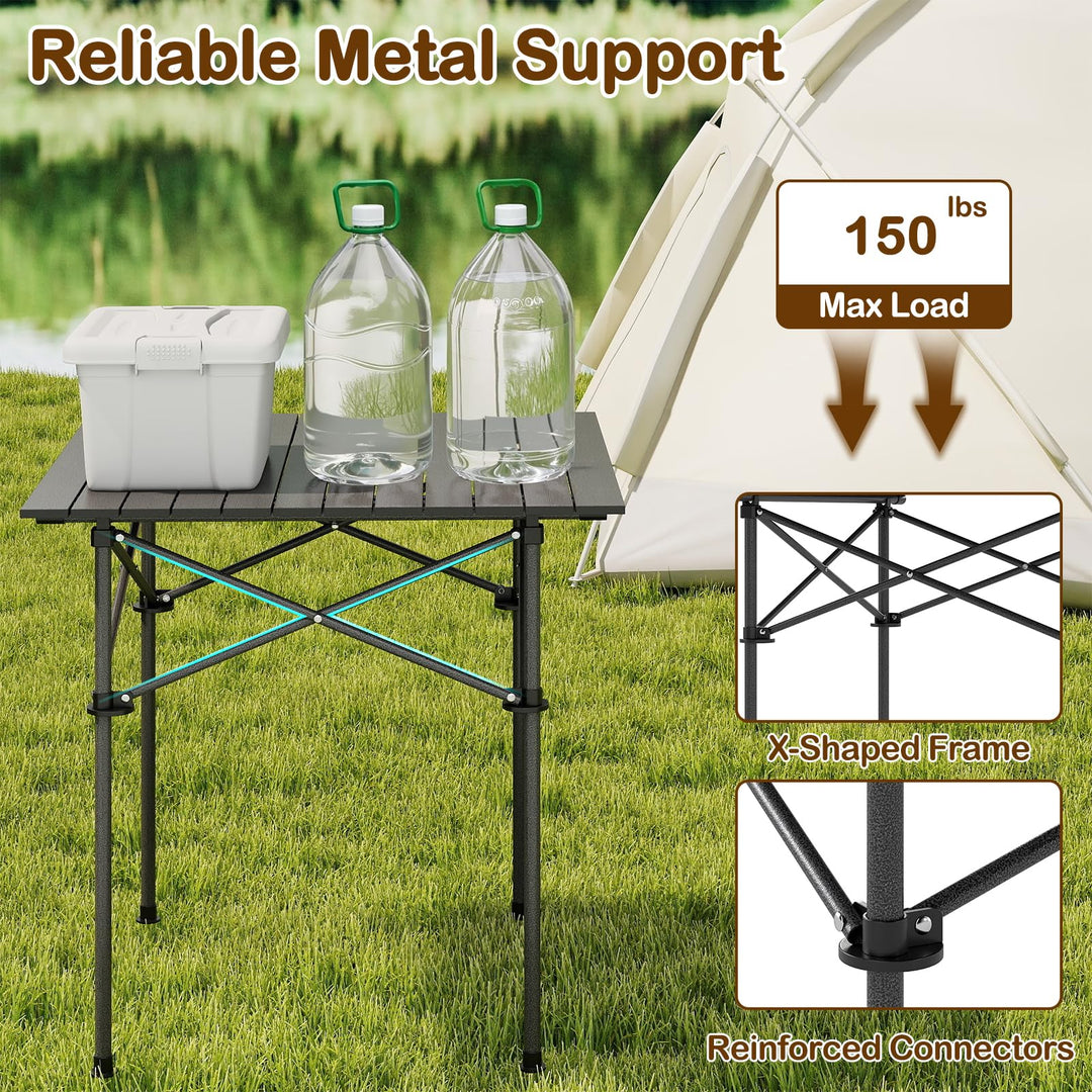 Giantex Folding Roll-up Camping Table Portable Square Table with Carry Bag for Picnic