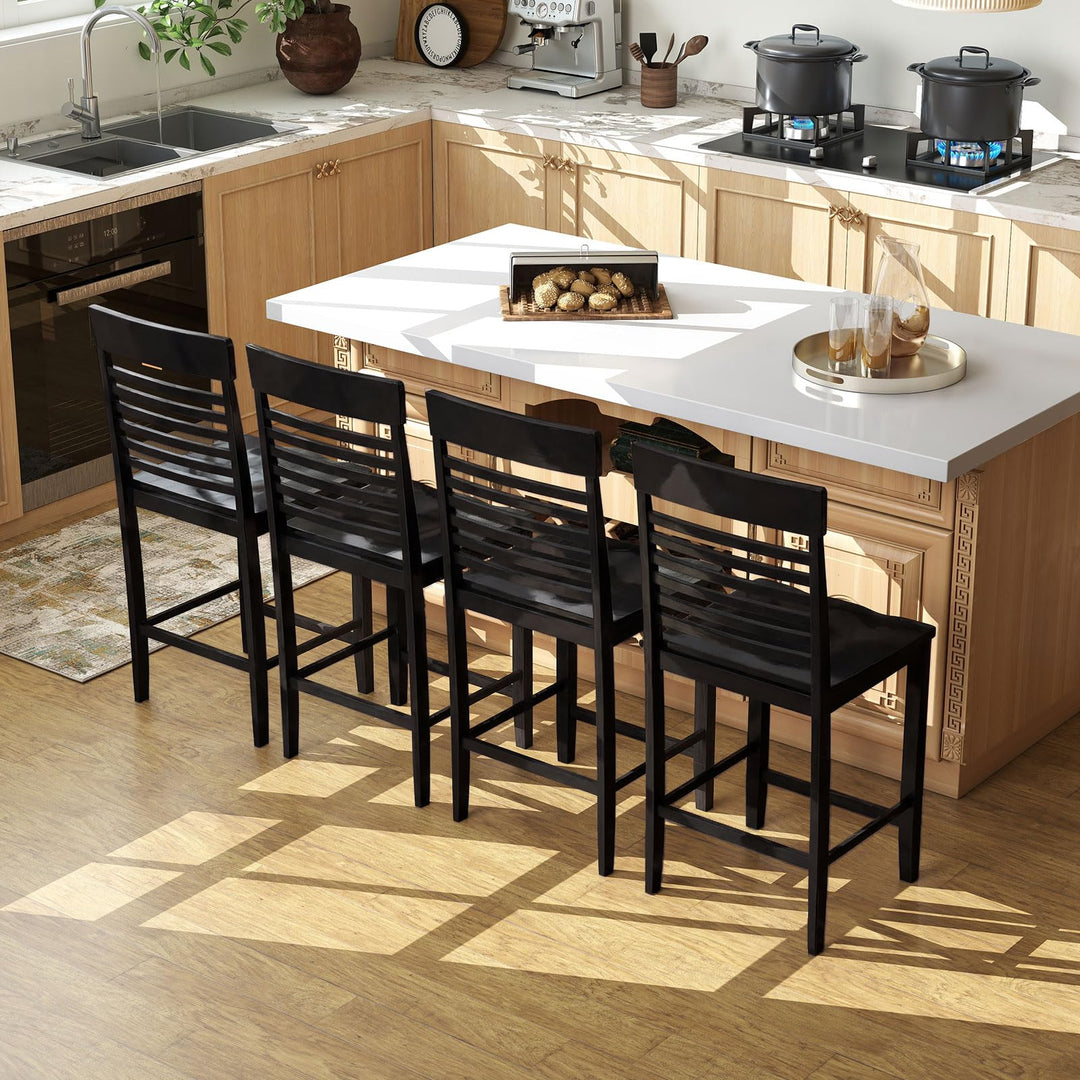 Giantex Dining Chair Set of 2/4 with Footrests and Solid Wood Frame
