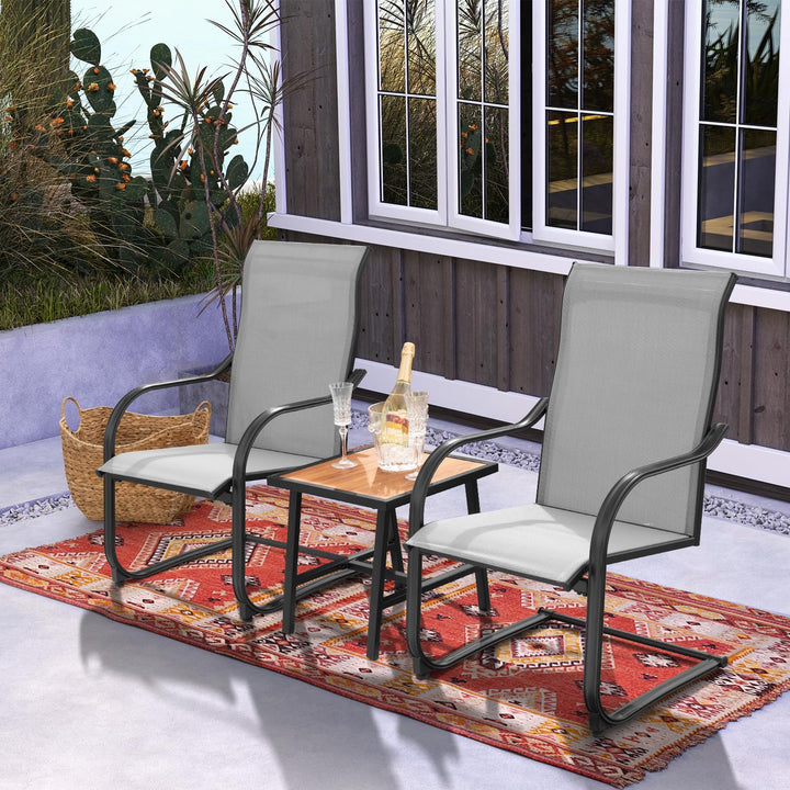 Giantex Patio Chairs, High Back Outdoor Chairs w/Sled Base, All Weather Fabric