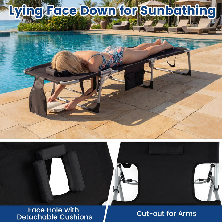 Giantex Tanning Chair with Face Arm Holes Folding Chair