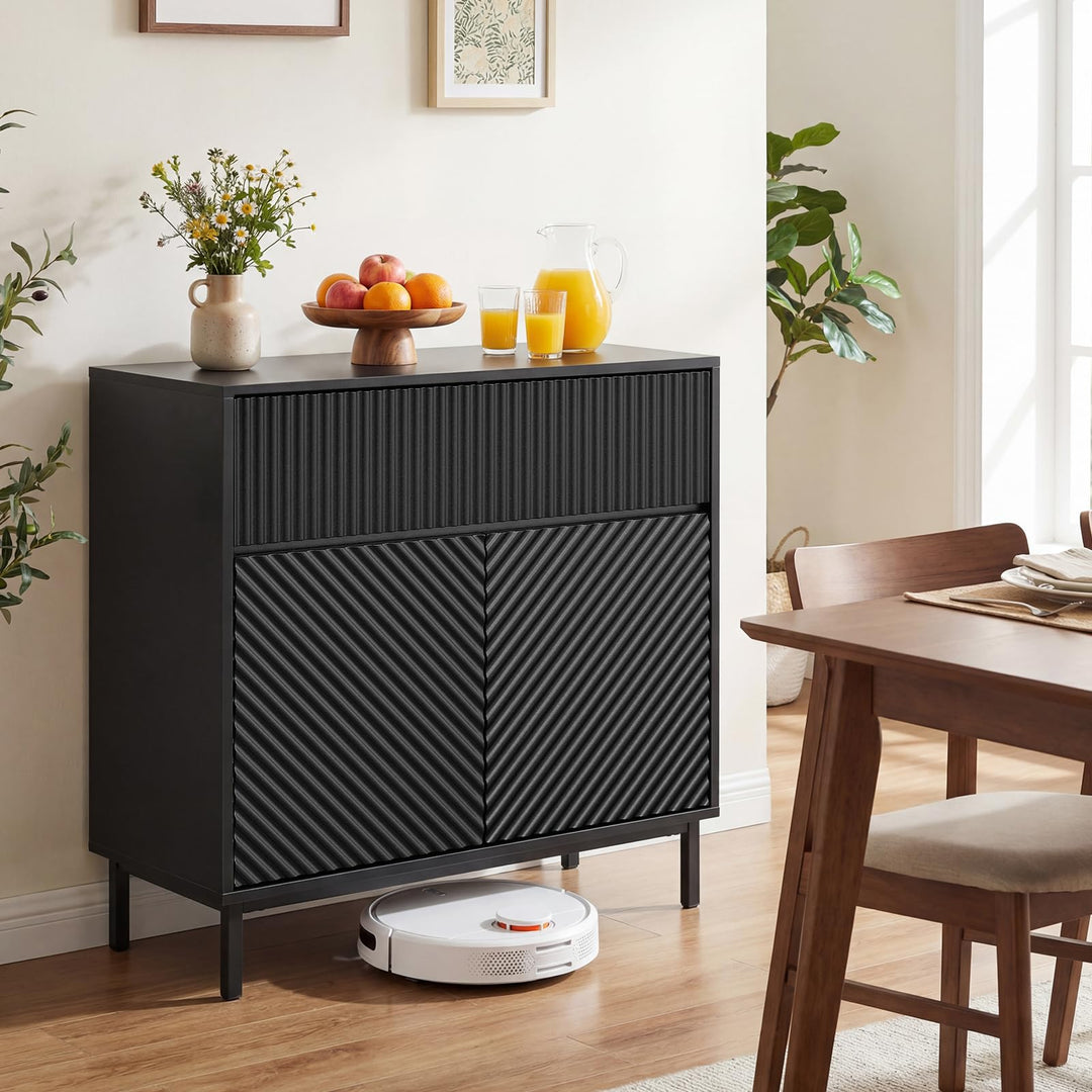 Giantex 32" Wide Coffee Bar Console Table with 2 Doors and 1 Drawer (1/2)