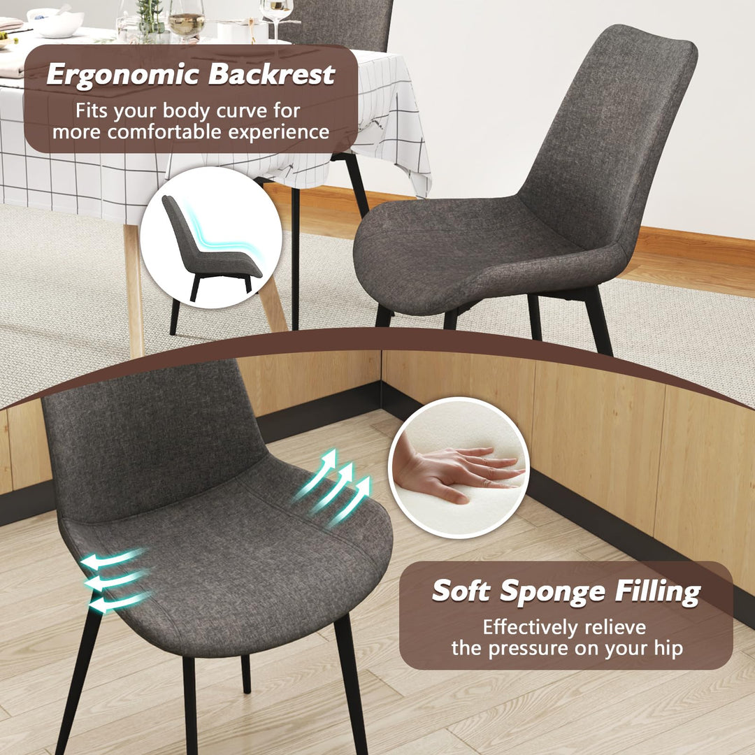 Giantex Dining Chair Set of 4 Upholstered Kitchen Side Chairs w/Metal Legs Padded Seats & Backs