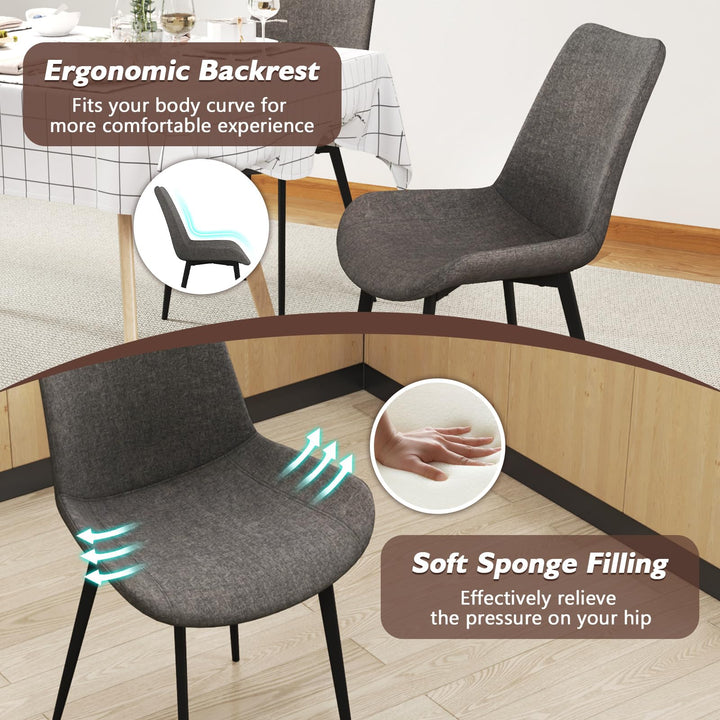 Giantex Dining Chair Set of 4 Upholstered Kitchen Side Chairs w/Metal Legs Padded Seats & Backs