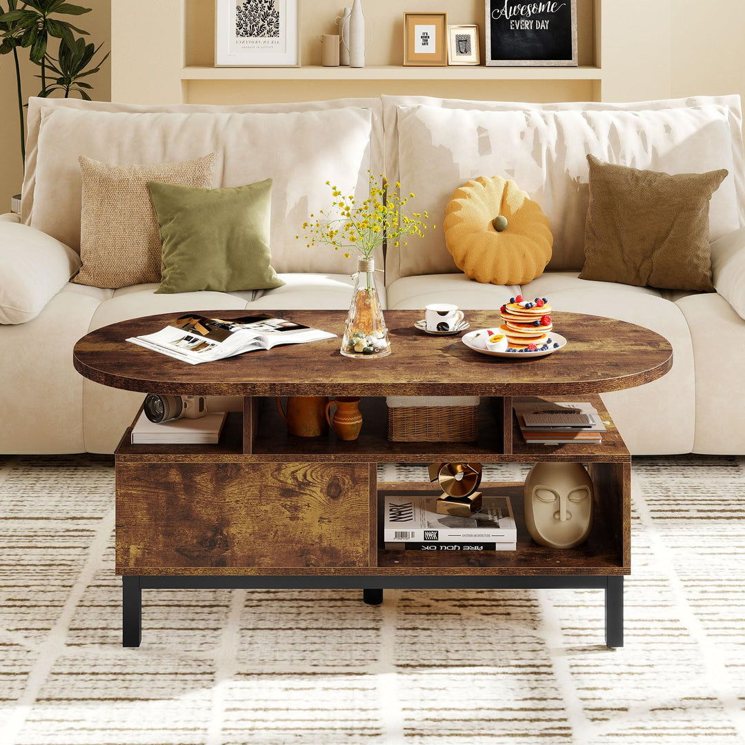 Giantex 47" Oval Coffee Table Cocktail Accent Center Table with Storage
