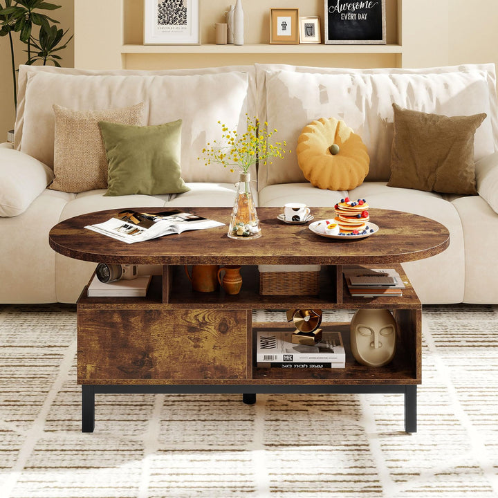Giantex 47" Oval Coffee Table Cocktail Accent Center Table with Storage