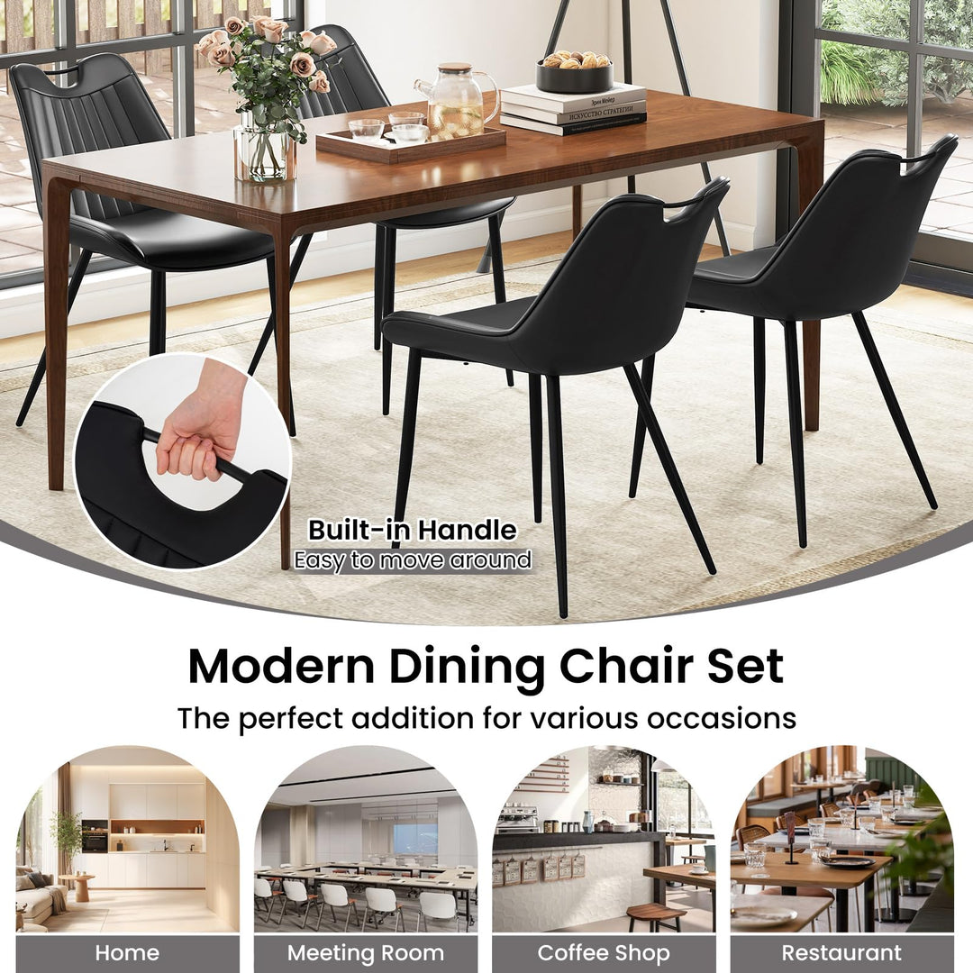Giantex Dining Chairs Set of 4 PU Leather Upholstered Kitchen Dining Room Chairs