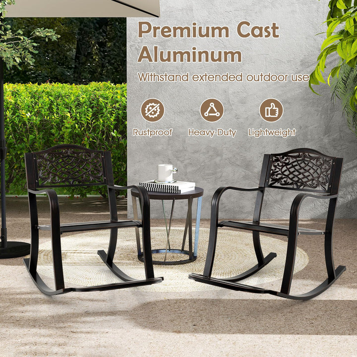 Giantex Patio Rocking Chair Outdoor Cast Aluminum Rocker w/Footrest