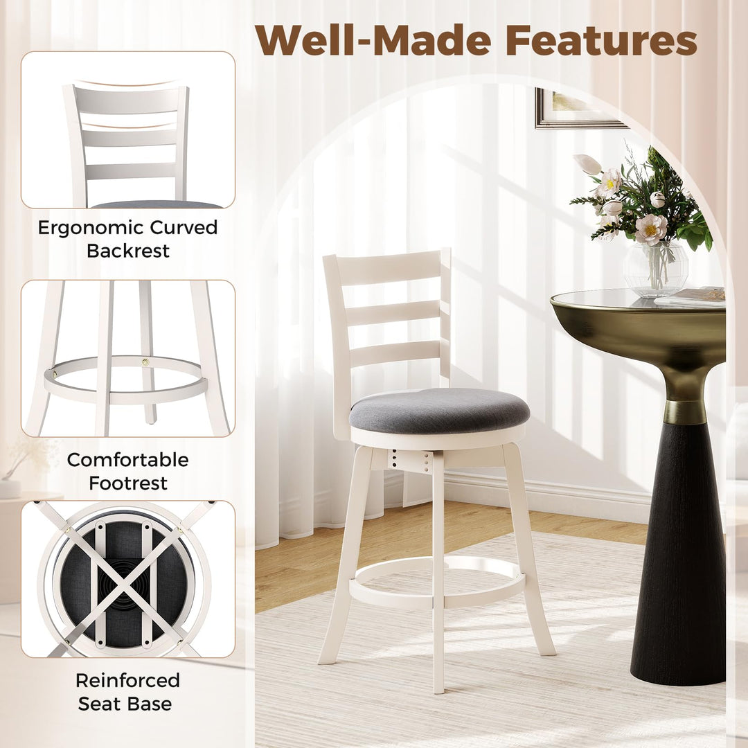 Giantex 25" Counter Height Stools Set of 2/4 with Fabric Upholstered Seat
