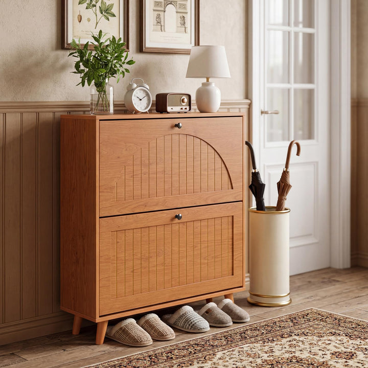 Giantex Shoe Storage Cabinet with 2 Flip Drawers