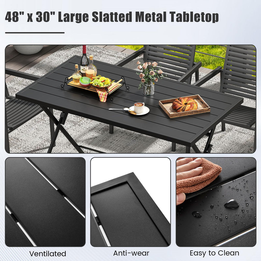 Giantex 48"x30" Rectangular Metal Folding Outdoor Dining Table for 4-6 Person