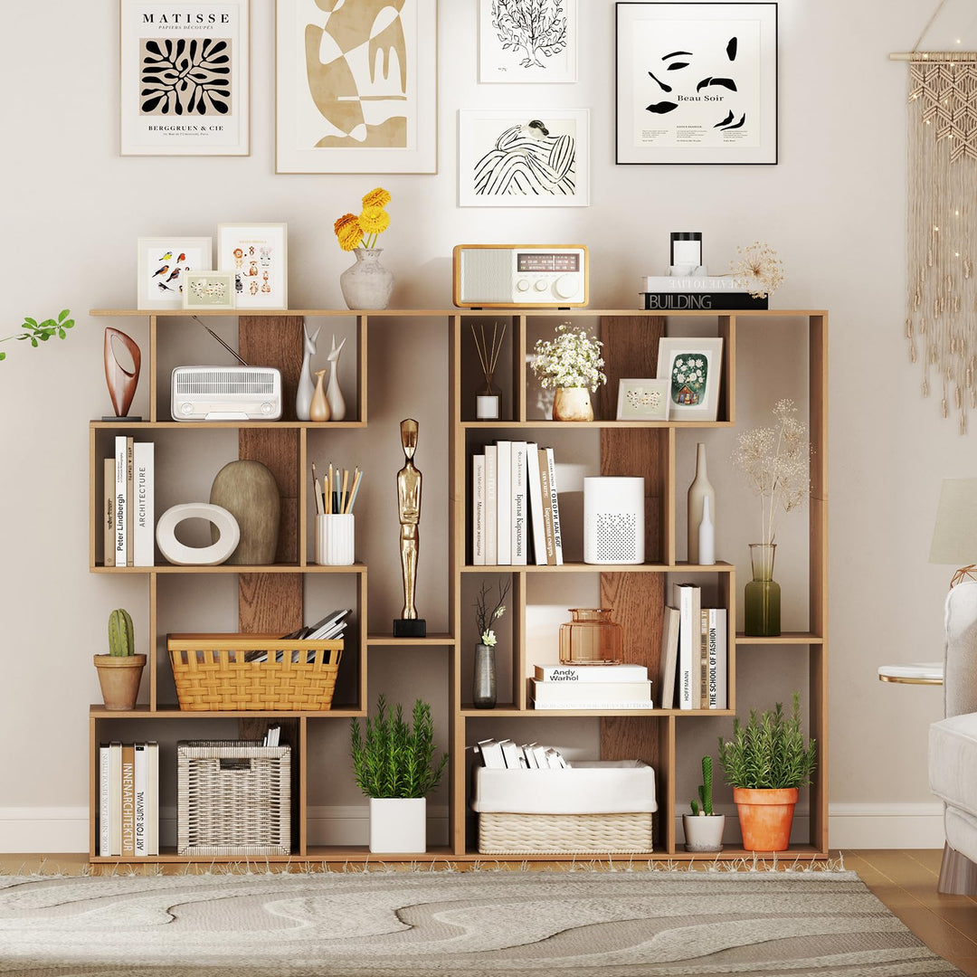 Giantex 6-Cube S-Shaped Bookshelf, 47" Open-Back Geometric Bookcase w/Anti-tip Kits