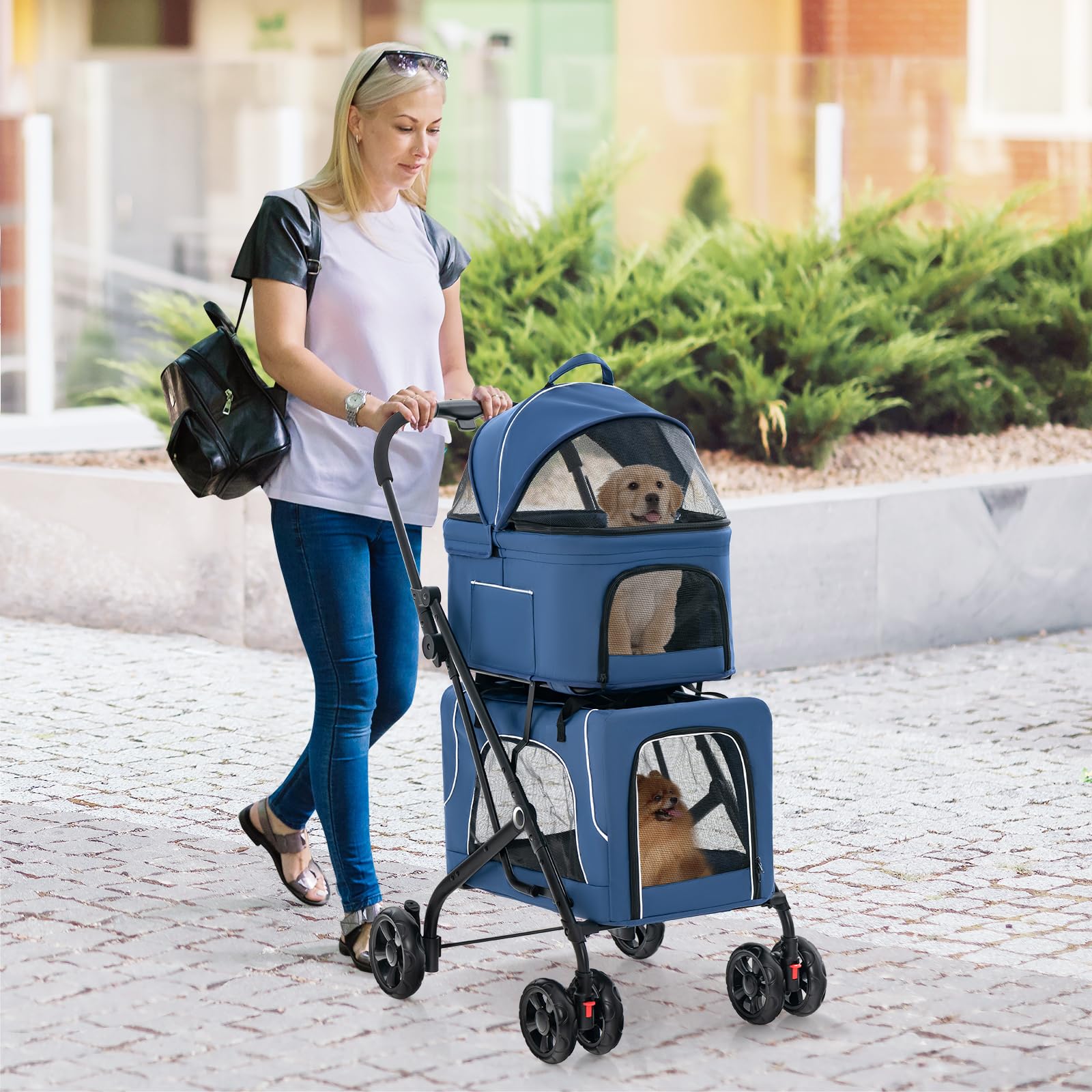 Giantex Double Dog Stroller - Pet Stroller for 2 Dogs