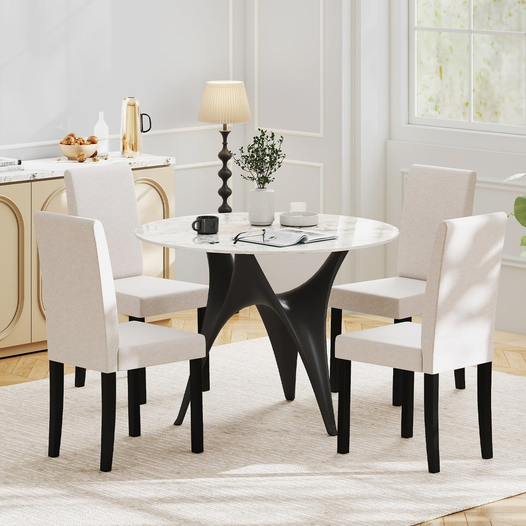 Giantex Upholstered Dining Chair Set of 2/4 Mid Century Modern Fabric Kitchen Chairs with Thick Padded Seat
