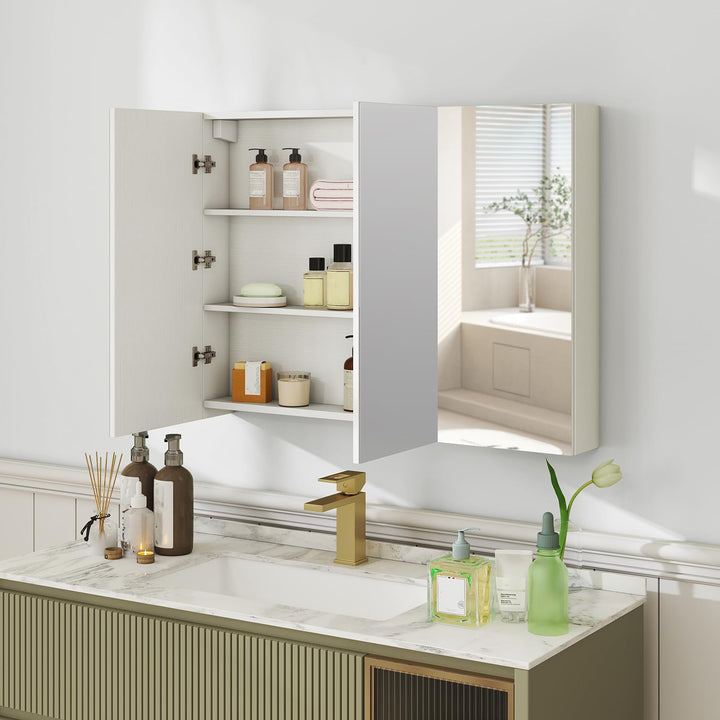 Giantex Wall Mounted Medicine Cabinet with 3 Frameless Mirrored Doors & Mounting Hardware