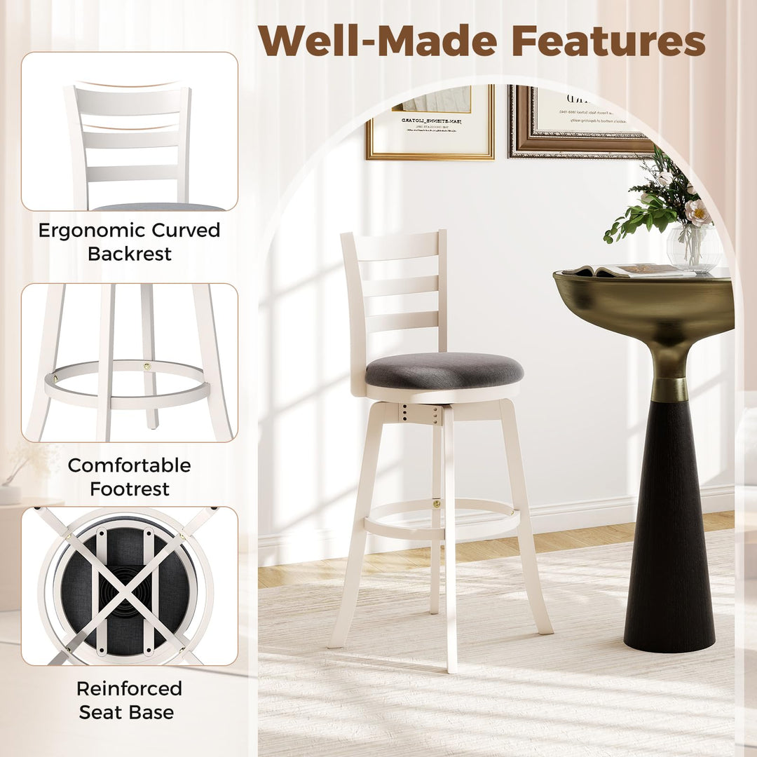 Giantex 30.5" Bar Height Stools Set of 2/4 with Fabric Upholstered Seat