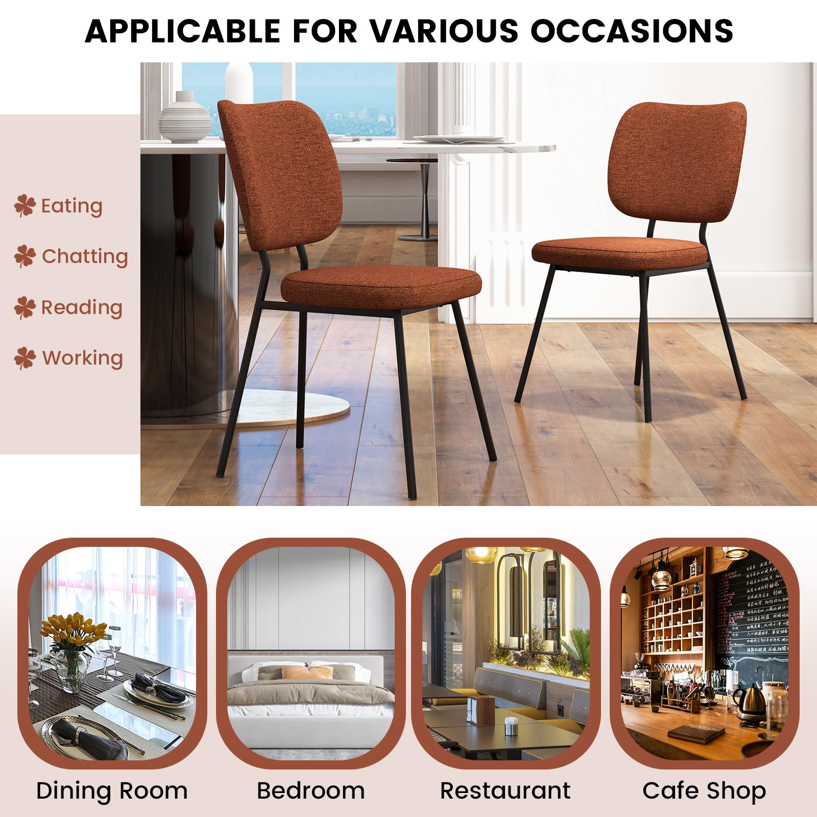 Modern Fabric Dining Chair Set of 2